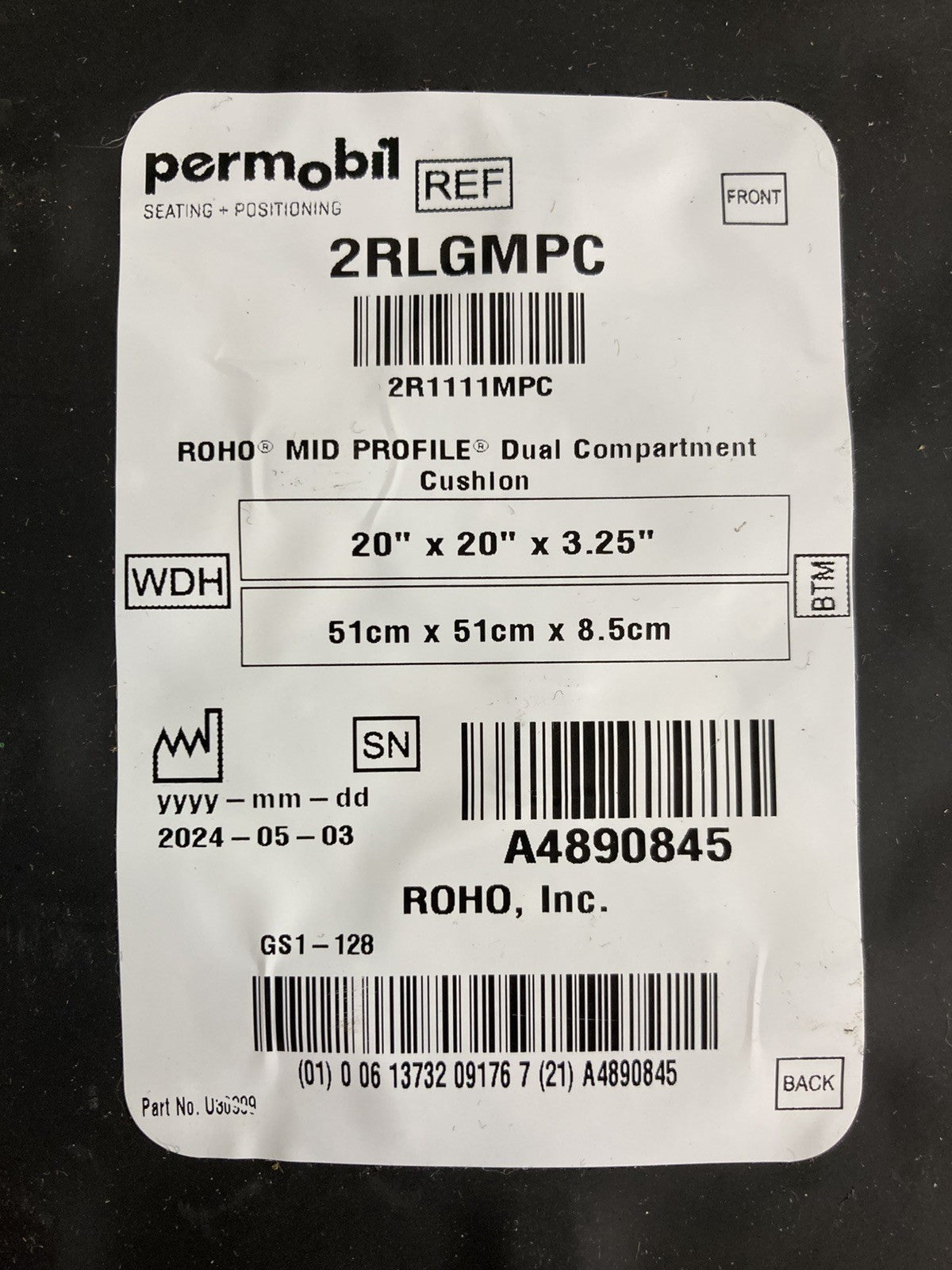 NEW* 2024 Roho Air Cushion w/ Pump & Cover  20" X 20."X 3.25" 2RLGMPC #K690