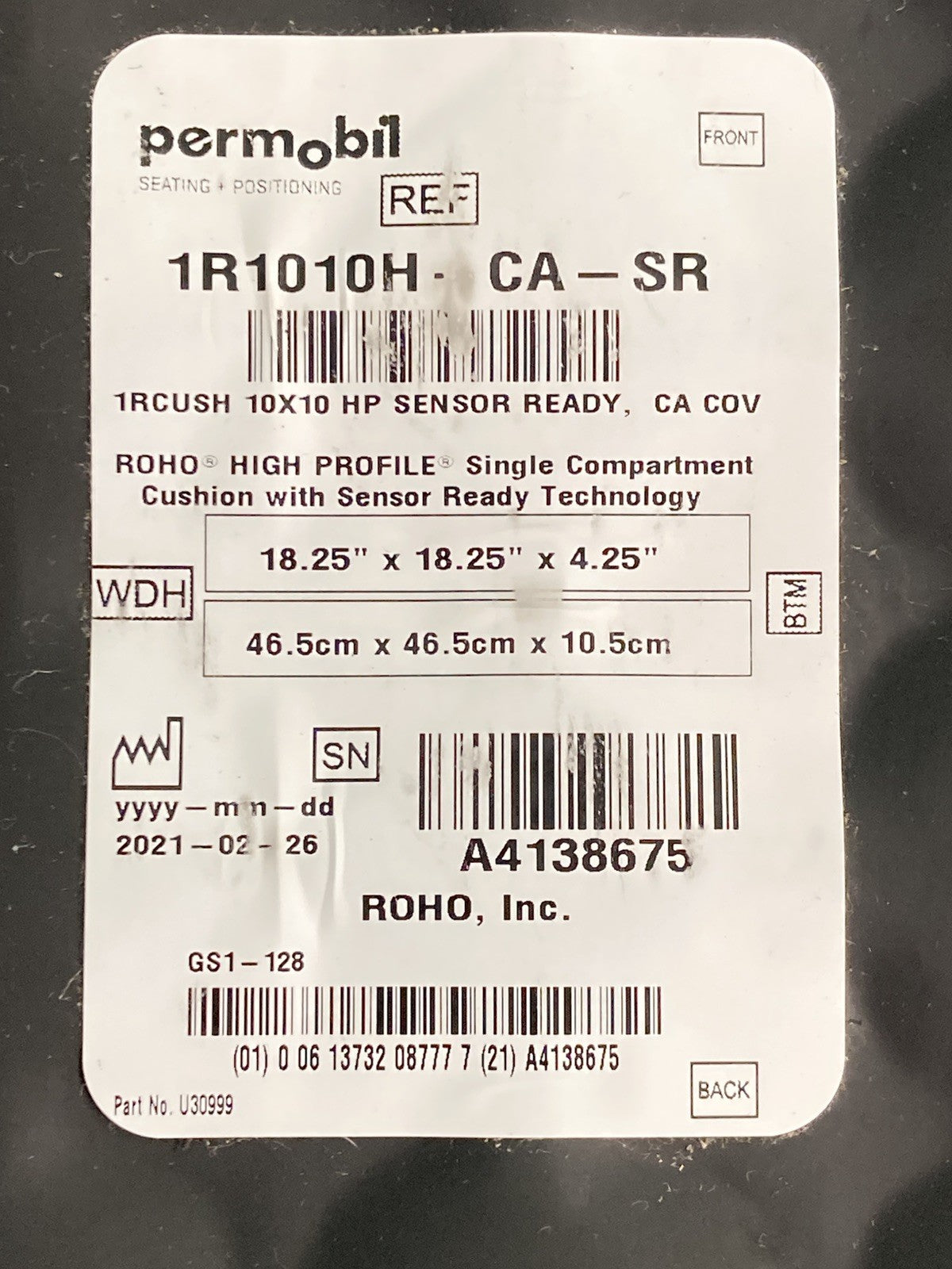2021 Roho Air Cushion w/ Pump & Cover  18.25" X 18.25 "X 4.25" 1R1010H #K881