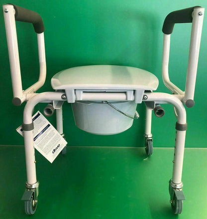 Drive Medical* Commode Chair Padded Drop Arm Steel Frame 18" to 24" Height Adj.