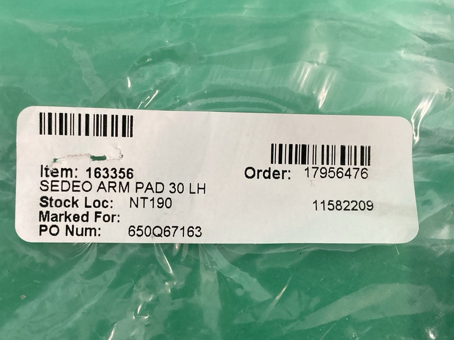 NEW* 12" Left Hand SEDEO Arm Pad for Quickie Power Wheelchairs 163356 #L152