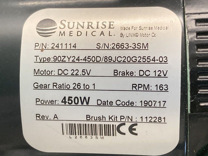 Motors for Sunrise Medical Quickie Q700M Power Wheelchair 241114 241115 #K540
