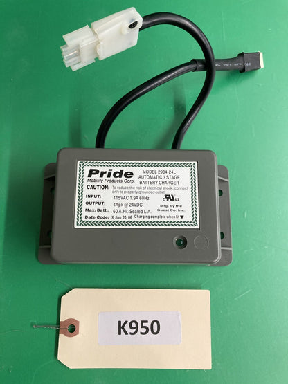24 Volt 4 Amp OnBoard Battery Charger for Pride Power Wheelchair 2904-24L #K950