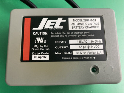 24 Volt 3Amp On-Board Battery Charger for Pride Power Wheelchair 2904JT-24 #J102
