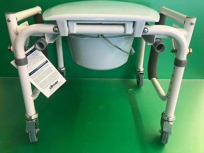 Drive Medical* Commode Chair Padded Drop Arm Steel Frame 18" to 24" Height Adj.