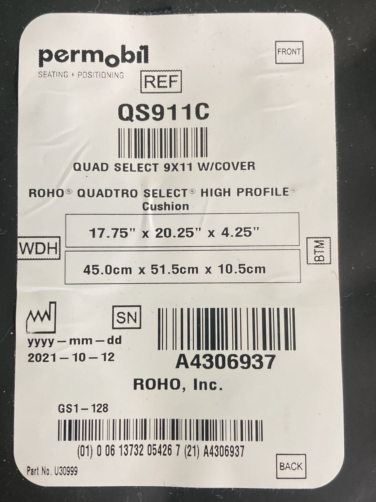 2021 Roho Air Cushion w/ Pump & Cover  17.75" X 20.25"X 4.25" QS911C #K806