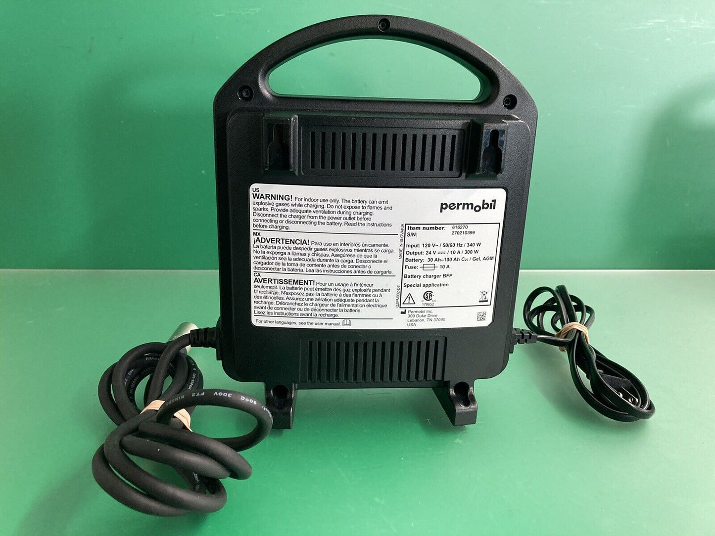 Permobil 10amp VoltPro Power Wheelchair Battery Charger 24V 10A ITEM616270 #J126