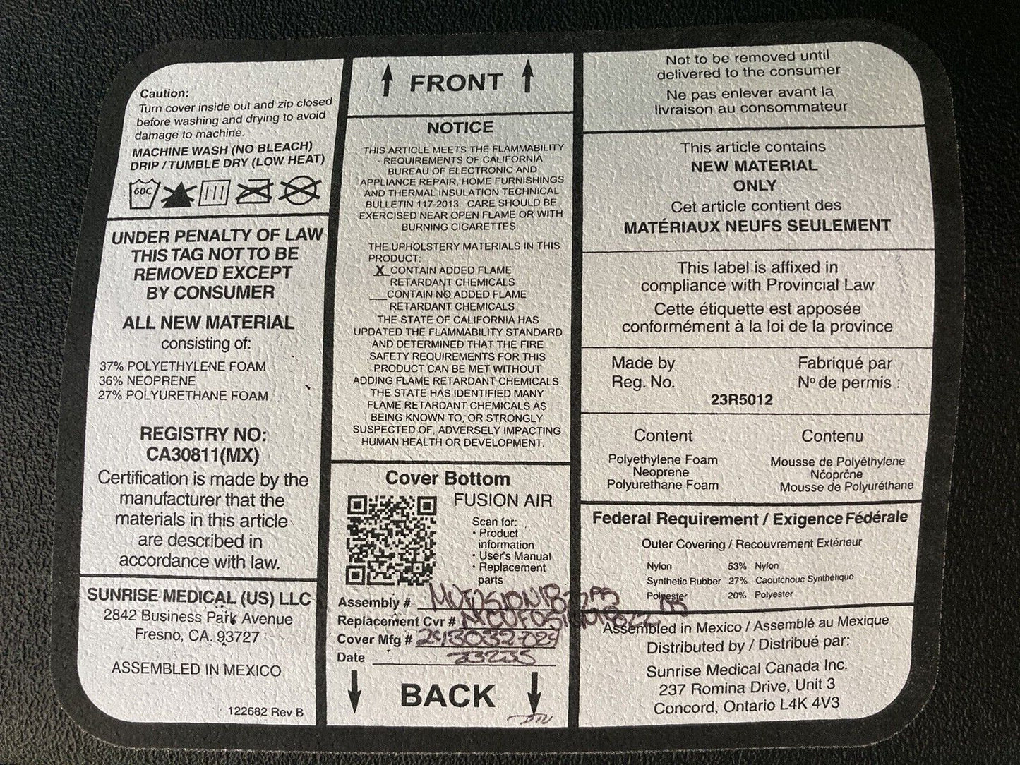 Jay Fusion Air Seat Cushion for Wheelchair 18"W x 22"D (JFUSION1822) #J898