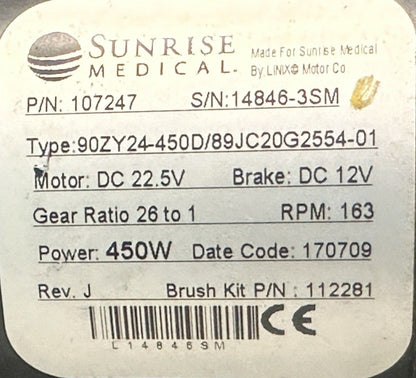 Left & Right Motors for Quickie QM710 Power Wheelchair 107247 / 107248 #J120