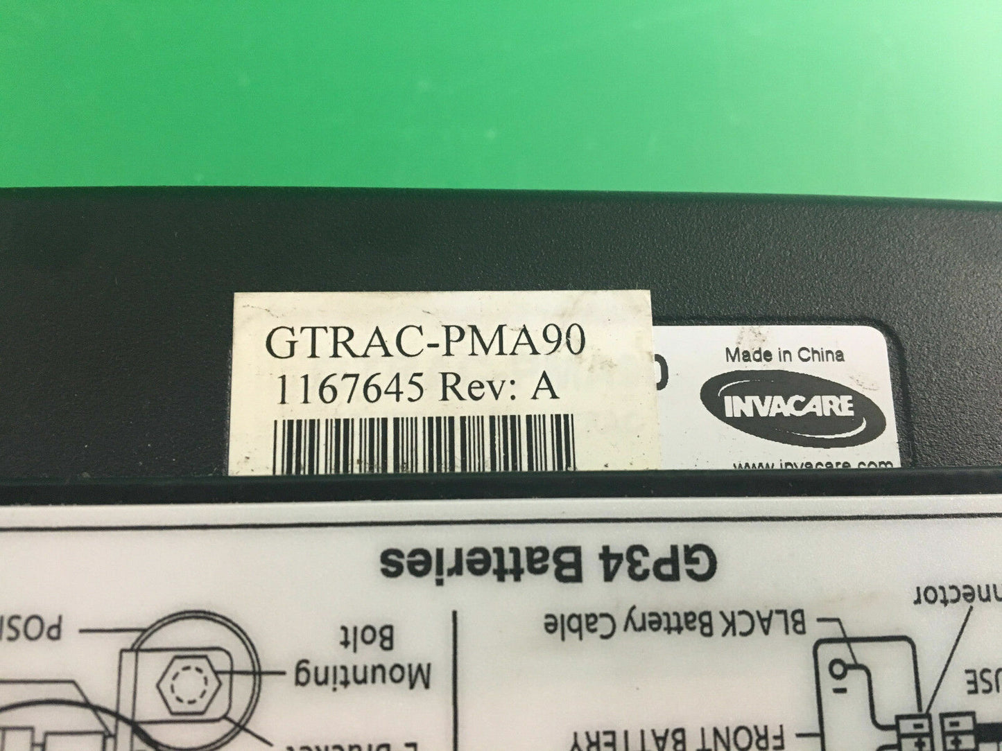 Invacare GTRAC-PMA90 Control Module 1167645 - REV: A w/ Mounting Bracket  #A941