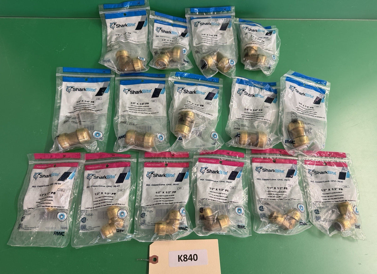 NEW IN FACTORY PACKAGING* 15 Shark Bite Plumbing Fittings #137 #221 #235 #K840