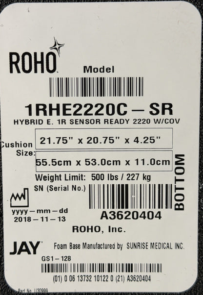 Roho Jay Hybrid Elite Foam & Air Cushion 21.75" X 20.75"X 4.25" 1RHE2220C #L031