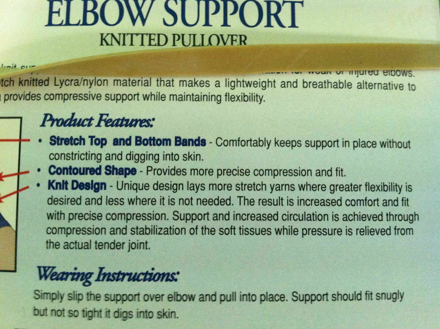FLA Pro Lite Professional Grade Elbow Support Knitted Pullover Size: LARGE #6927