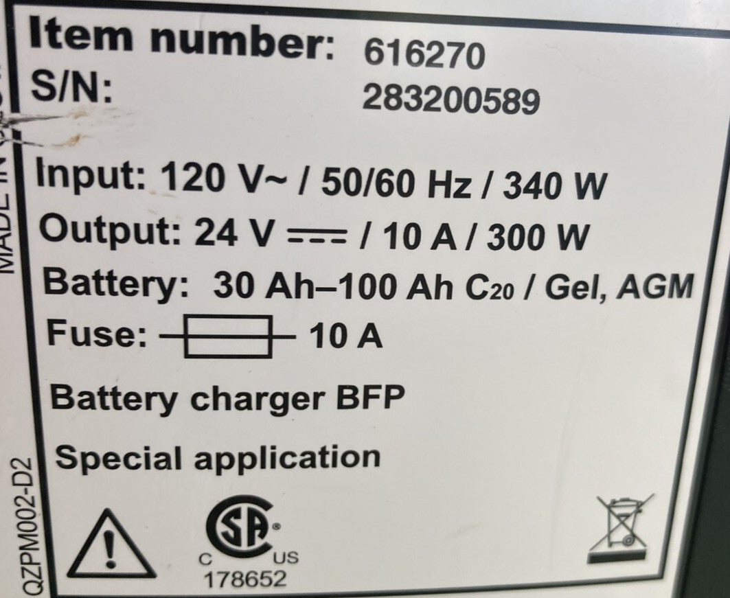 Permobil 10 amp VoltPro Power Wheelchair Battery Charger 24V 10A 616270 #K791