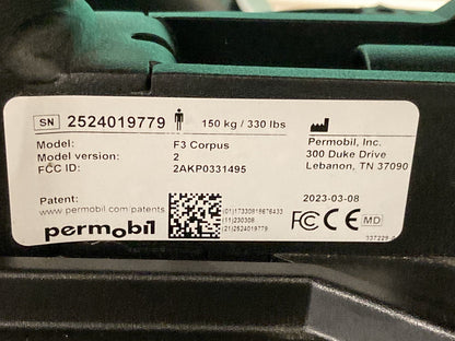 2023 Permobil F3 Wheelchair w/ Power Elevate,Tilt,Recline,Legs LIGHT KIT* LM7611