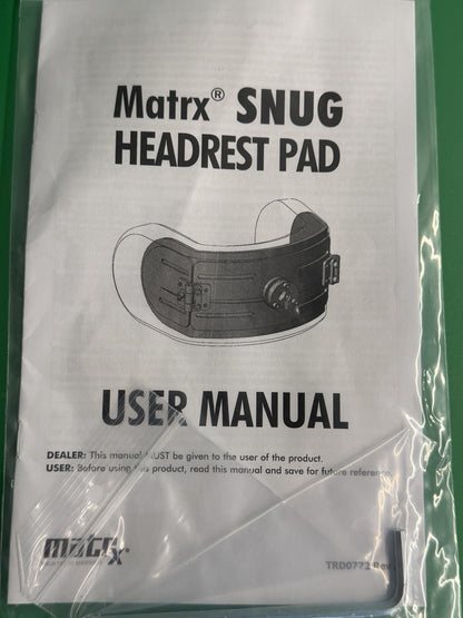 NEW Invacare Matrx SNUG Headrest w/ Stem & Braclet for Power Wheelchairs #L019