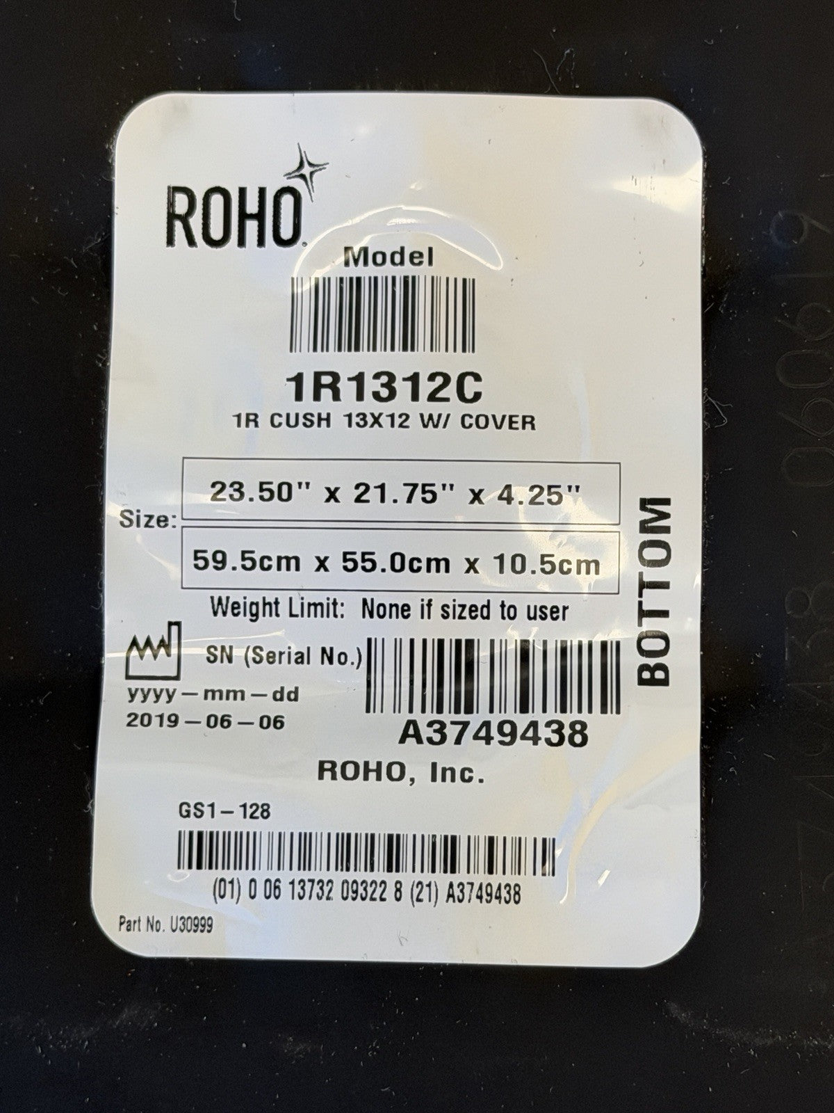 Roho Air Cushion w/ Pump & Cover 23.50" X 21.75" X 4.25" 1R1312C #L280