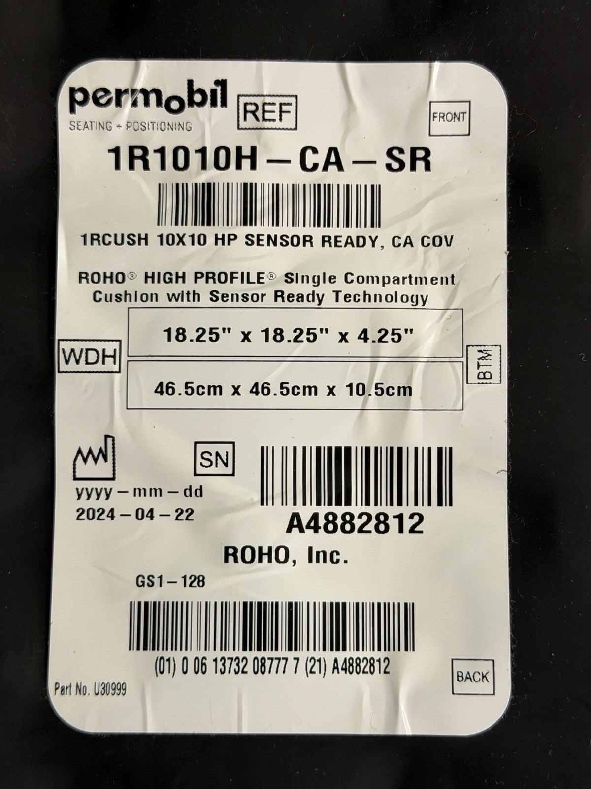 2024 Roho Air Cushion Sensor Ready w/ Pump 18.25" X 18.25" X 4.25" 1R1010H #L029