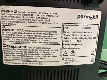 Permobil 10 amp VoltPro Power Wheelchair Battery Charger 24V 10A 616270 #K863