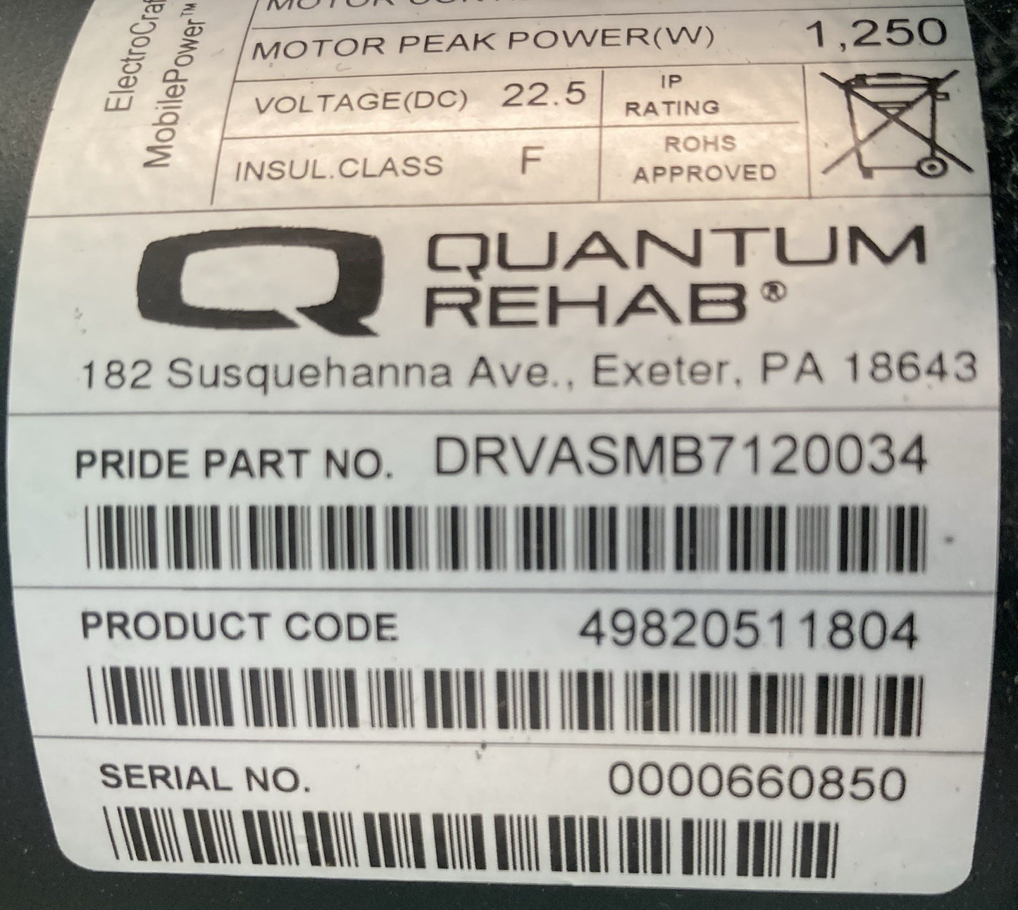 Motors for Quantum / 1450 Powerchair -DRVASMB7120034 - DRVASMB7120035 #L052
