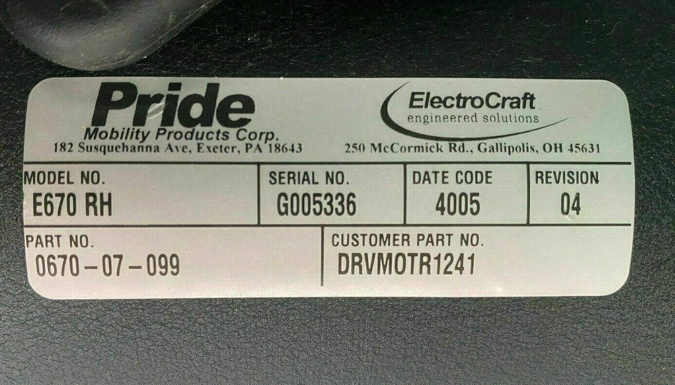 Left & Right Motors for Pride Quantum 600 DRVMOTR1240/1241 Powerchair #E890