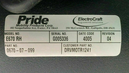 Left & Right Motors for Pride Quantum 600 DRVMOTR1240/1241 Powerchair #E890