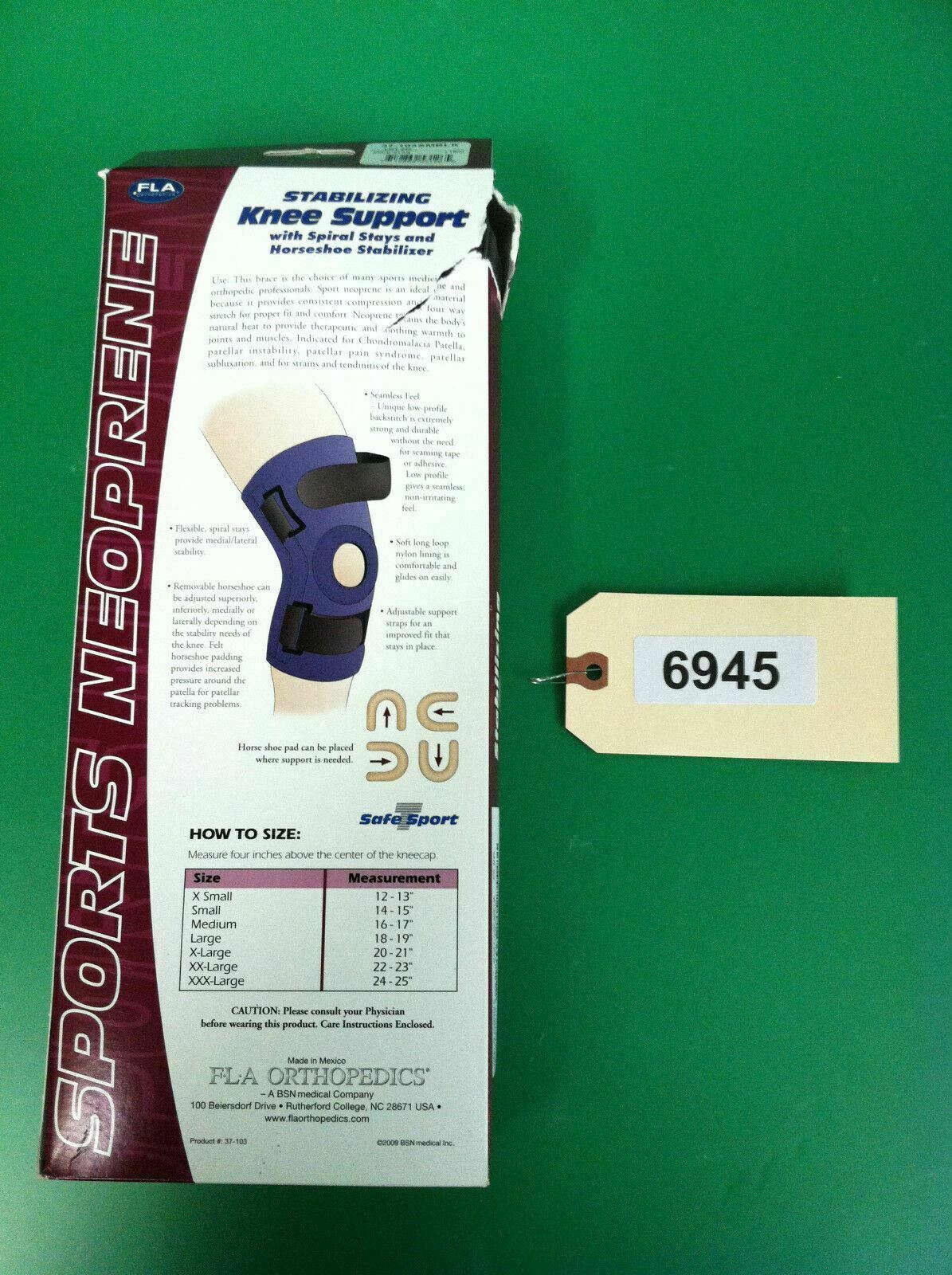F.L.A EZ-ON Knee Wrap Sports Neoprene Athletic Quality (Small Black)   #6945