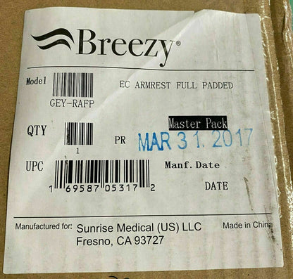 NEW* Left & Right Arm Rest Assy for BREEZY EC Power Wheelchair GEY-RAFP #E048