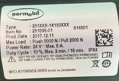 Permobil Power Footrest Actuator for Wheelchair 281698-01  281XXX-1X150XXX #K581