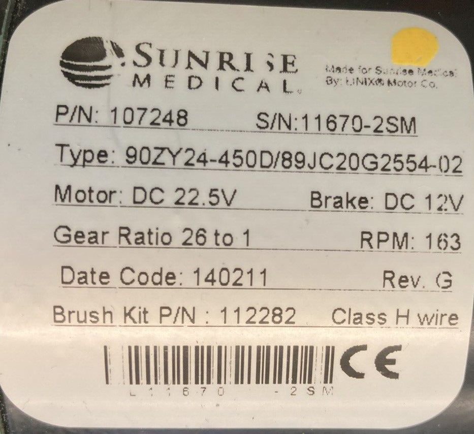 Motors for Quickie QM710 & Quickie Pulse 6 Power Wheelchair 107247  107248 #H925