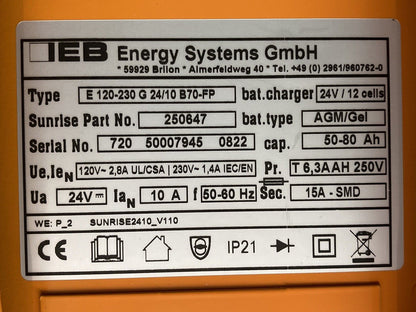 Latest Style Sunrise Quickie 24V 10A Battery Charger for Powerchair 250647 #J491