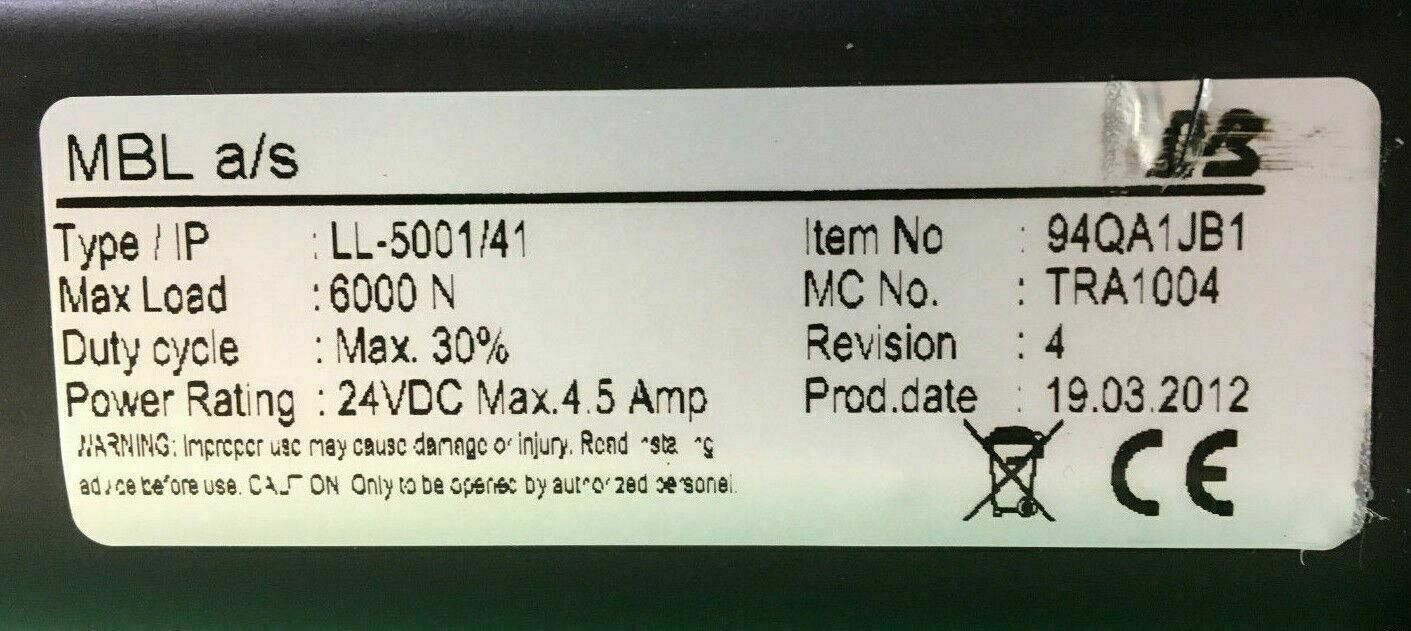 Invacare Recline Actuator Type LL-5001/41 - 94QA1JB1 for TDX SP Powerchair #B592