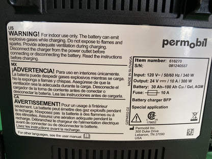 Permobil 10amp VoltPro Power Wheelchair Battery Charger 24V 10A 616270 #K621