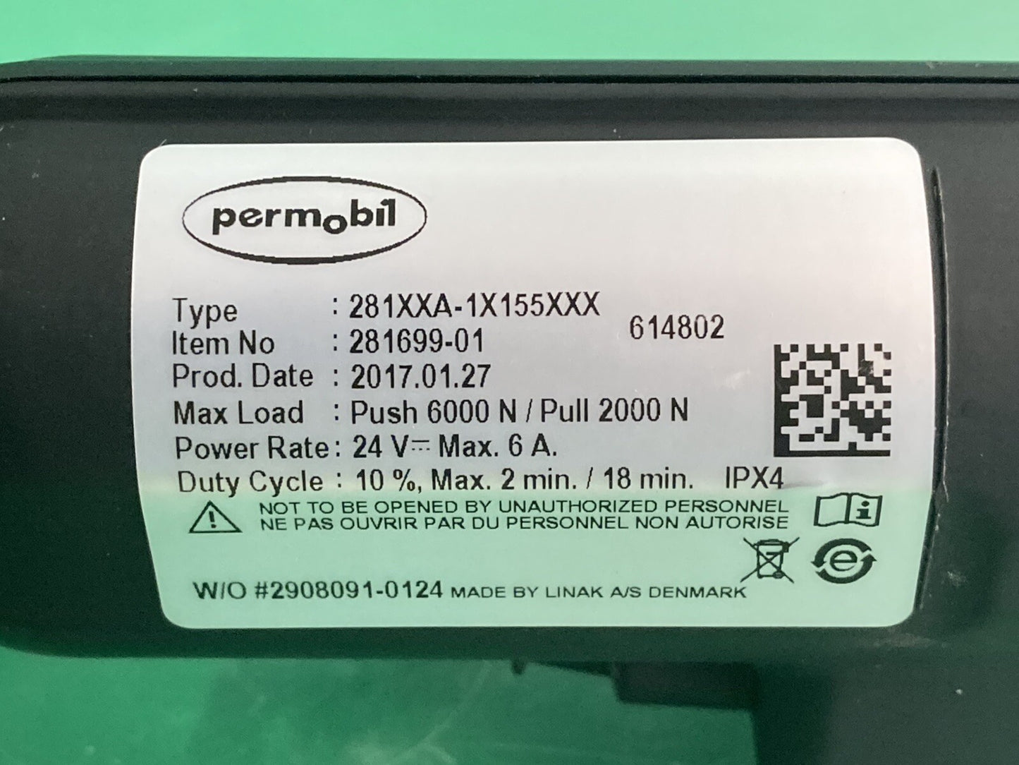 Permobil Recline Actuator for Wheelchair 281699-01 / 281XXA-1X155XXX #K492