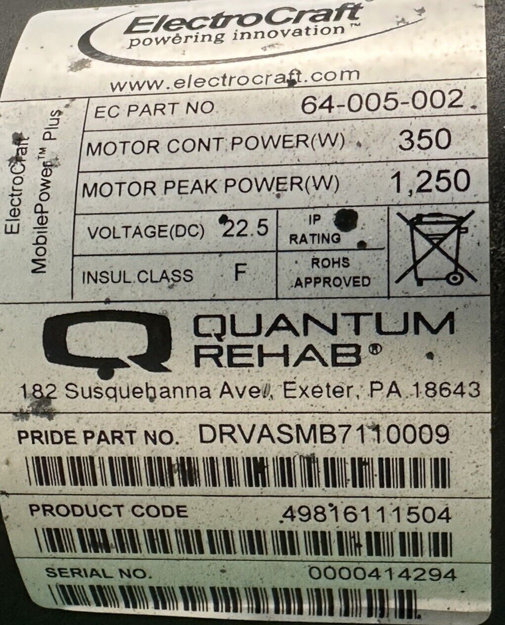 3800 RPM Motors for the Quantum Edge HD-DRVASMB7110010-DRVASMB7110009 #i483