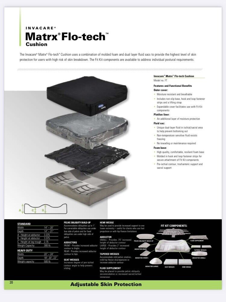 Motion Concepts Matrix FLO-TECH Foam & Fluid Tech Seat Cushion 16" x 20" #J259