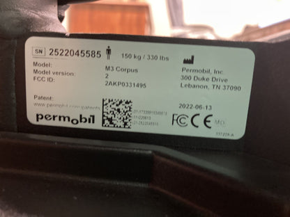 2022 Permobil M3 Wheelchair Elevate, Tilt, Recline, Legs ~Lighting ONLY 19 MILES
