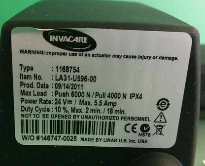 Invacare Recline Actuator Linak LA31-U596-00 for Powerchair 1168754 #D037
