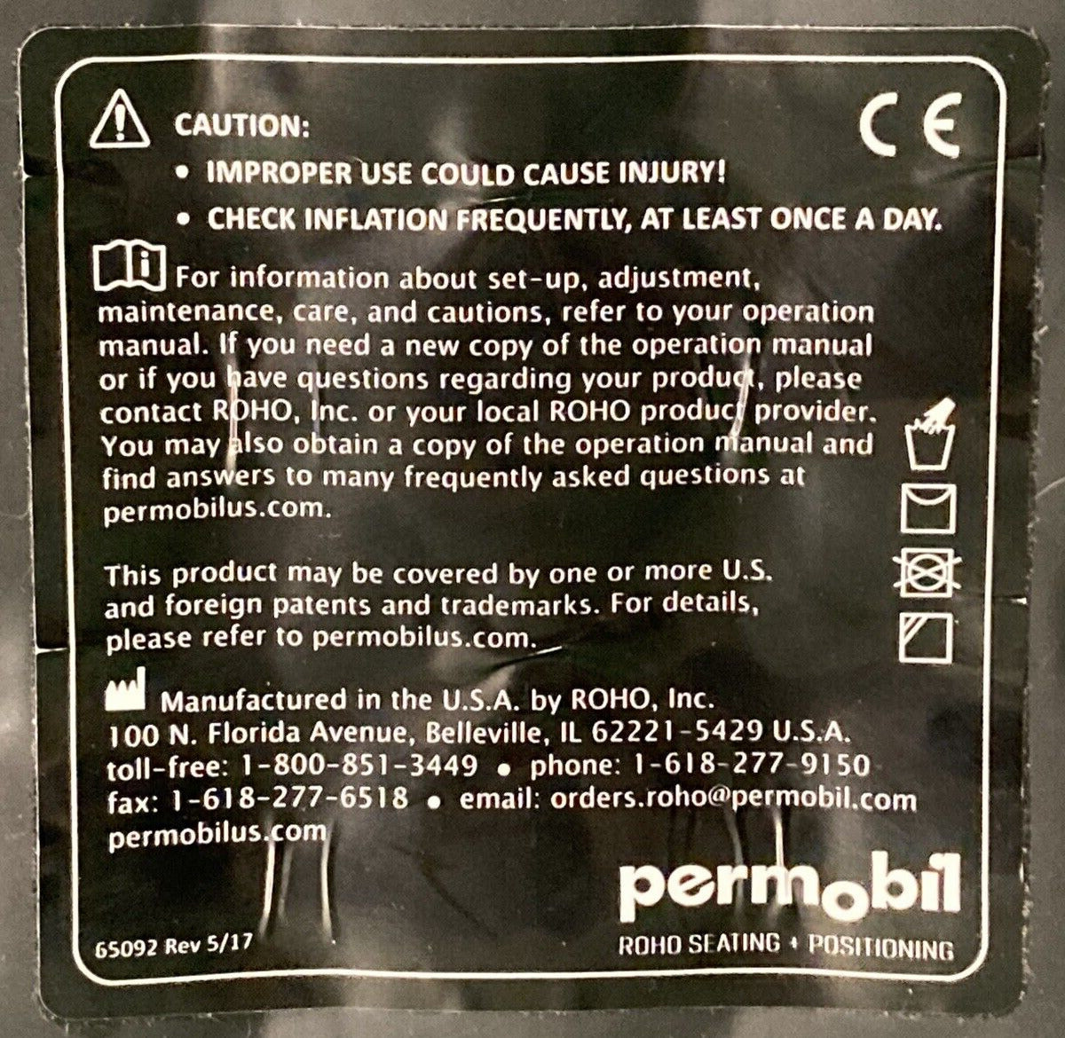 2019 Roho Air Cushion w/ Pump & Cover  20.00" X 20.00"X 4.25" 1R1111H #K426