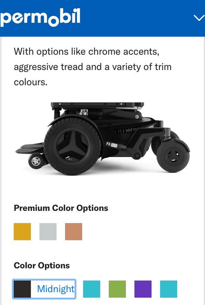2023 Permobil F3 Wheelchair w/ Power Elevate,Tilt,Recline,Legs LIGHT KIT* 1 MILE