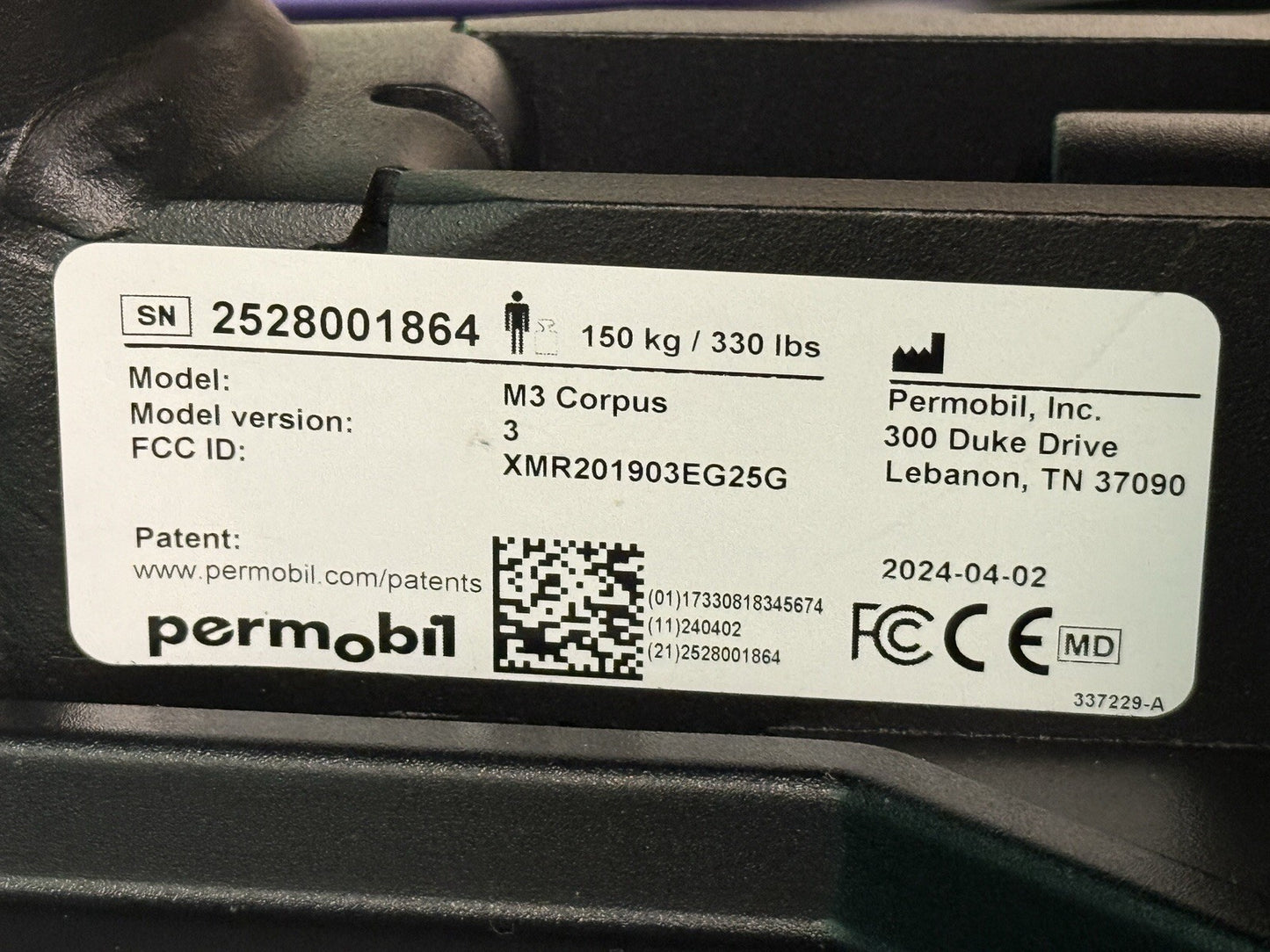 2024 Permobil M3 Wheelchair w/ Power Elevate, Tilt, Recline, Legs  #LM7601