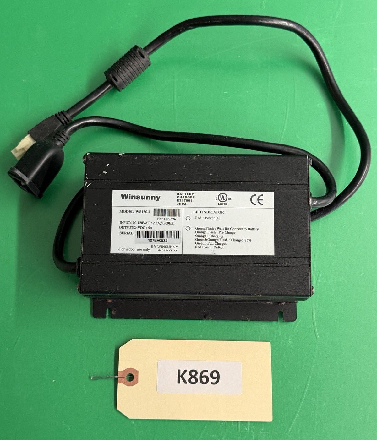 WINSUNNY 24V 5A On-Board Battery Charger for Invacare Pronto M91 WS150-1 #K869