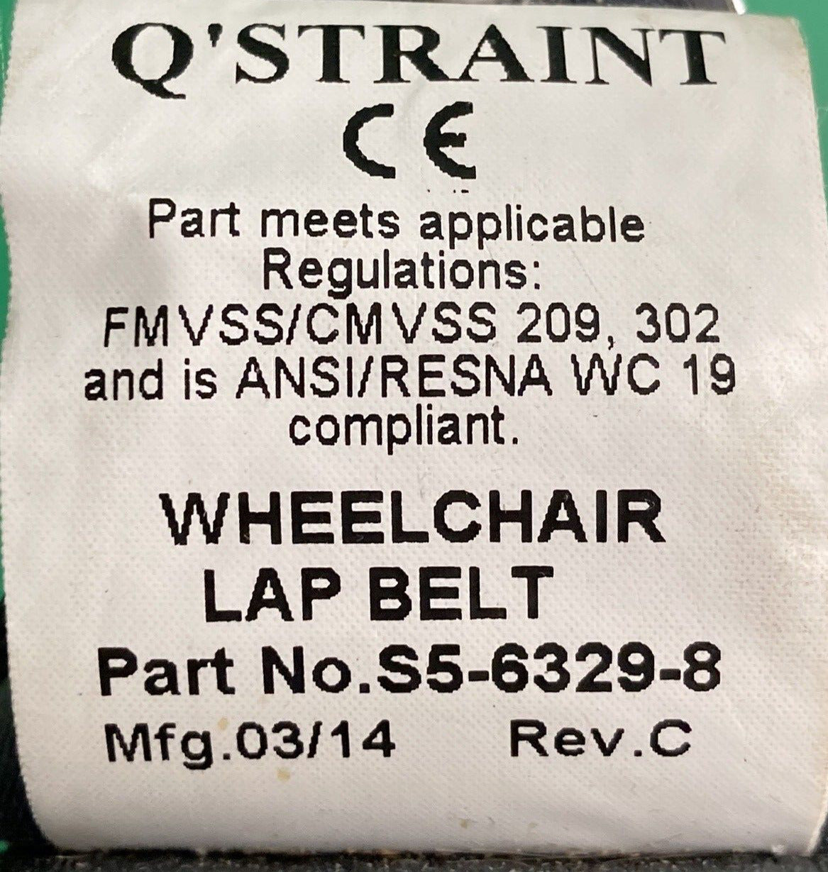 Q'STRAINT Wheelchair Lap Belt Seatbelt (PART NO. S5-6329-8) #J308
