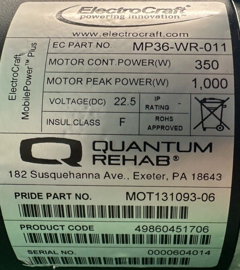NEW* Left Motor for Pride Quantum Q6 Edge Power Wheelchair MOT131093-06 #H774
