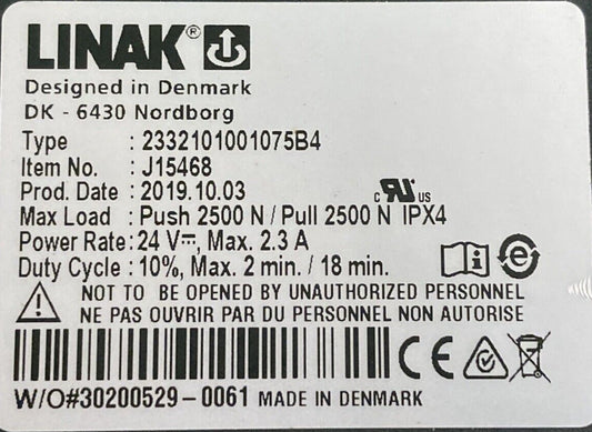 LINAK Articulating BackRest Actuator Quickie Powerchair 2332101001075B4 #K513