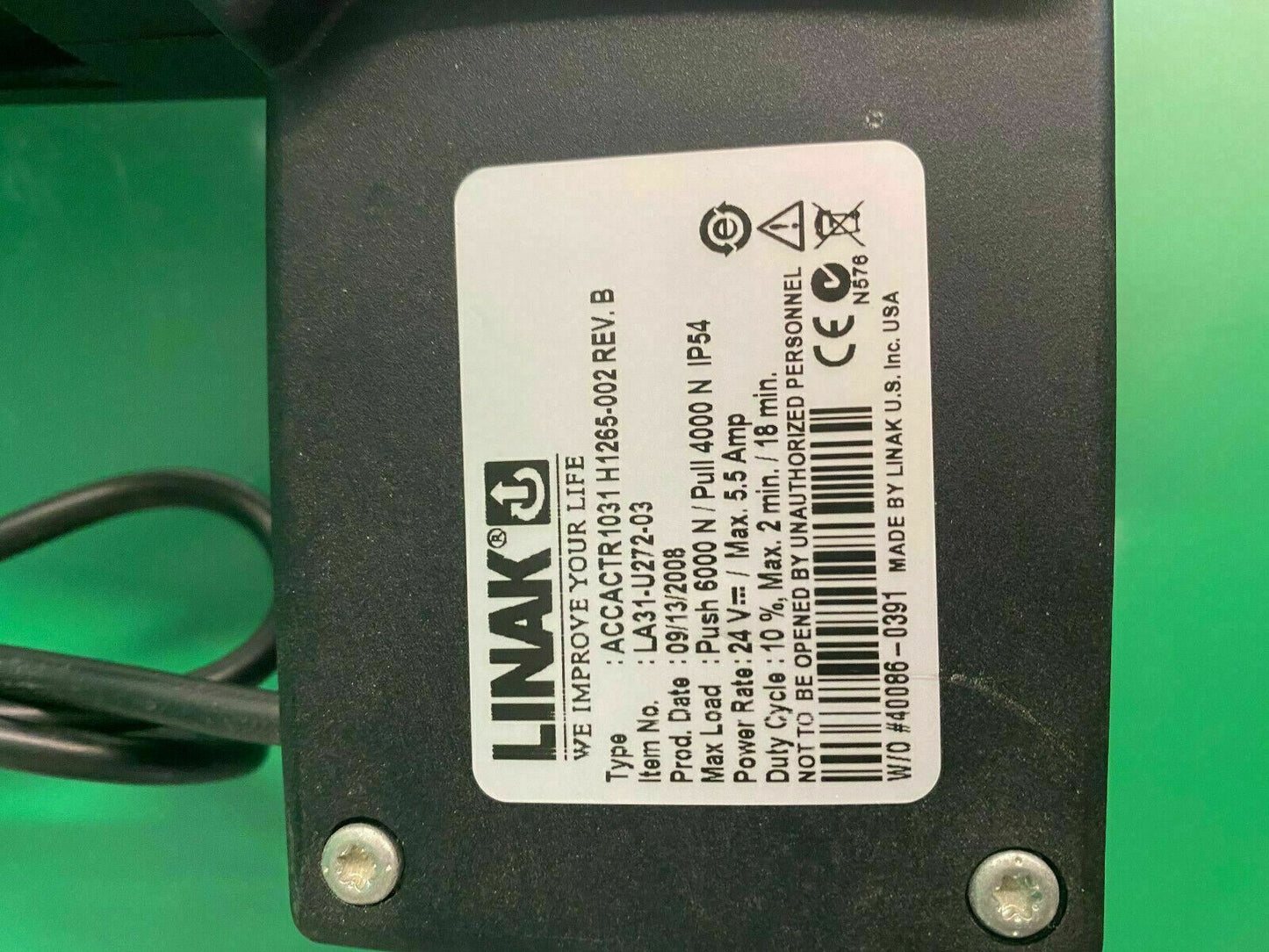Tilt Actuator Linak model # ACCACTR 1031 LA31-U272-03 for Quantum 600 #E889