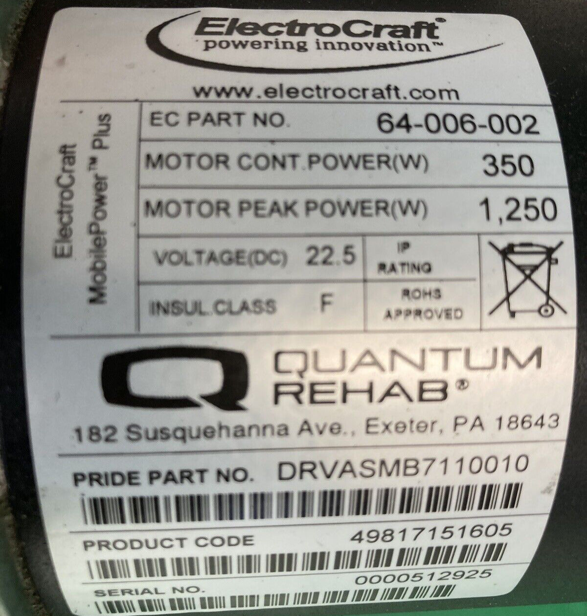 3800 RPM Motors for the Quantum Edge HD-DRVASMB7110010-DRVASMB7110009 #J458