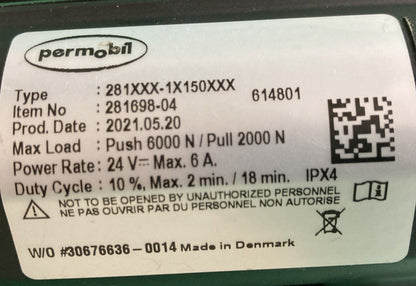 Permobil Power Footrest Actuator for Wheelchair 281698-01  281XXX-1X150XXX #K896