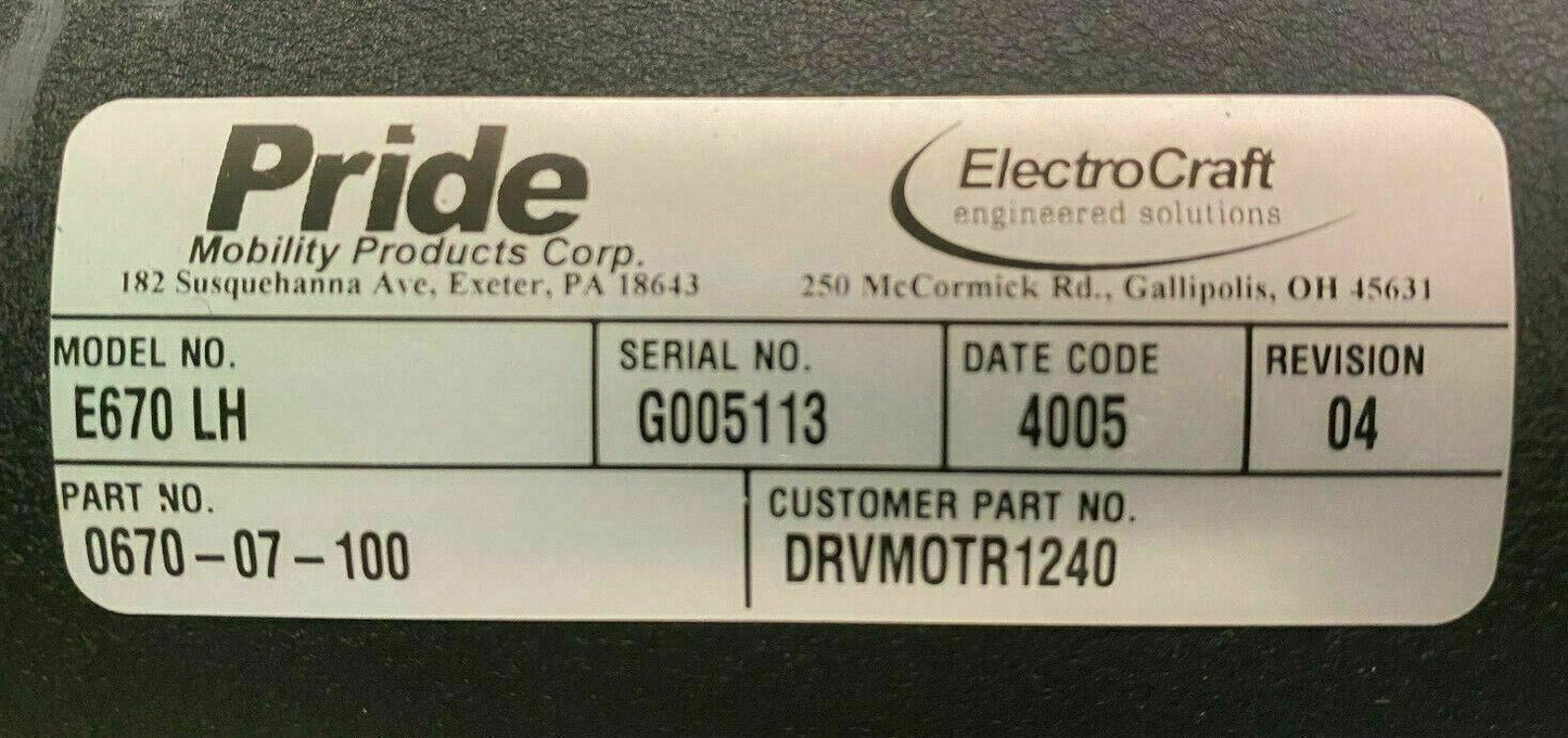 Left & Right Motors for Pride Quantum 600 DRVMOTR1240/1241 Powerchair #E890