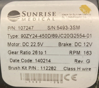 Motors for Quickie QM710 & Quickie Pulse 6 Power Wheelchair 107247  107248 #H925