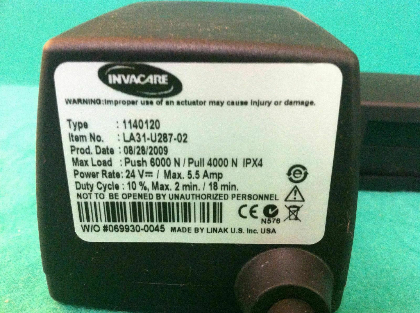Invacare Recline  Actuator Linak Type 1140120  #1986